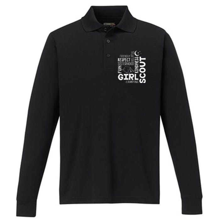 Girl Scout Camping Adventure Scout Troop Cookie Dealer Performance Long Sleeve Polo