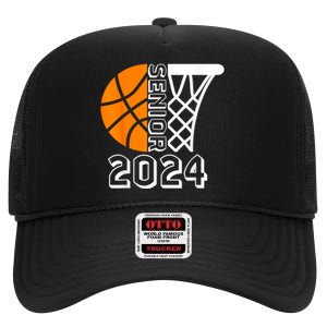 Graduate Senior Class Of 2024 Basketball Player Graduation High Crown Mesh Back Trucker Hat