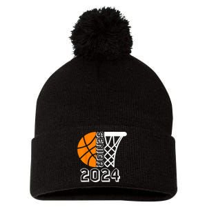 Graduate Senior Class Of 2024 Basketball Player Graduation Pom Pom 12in Knit Beanie