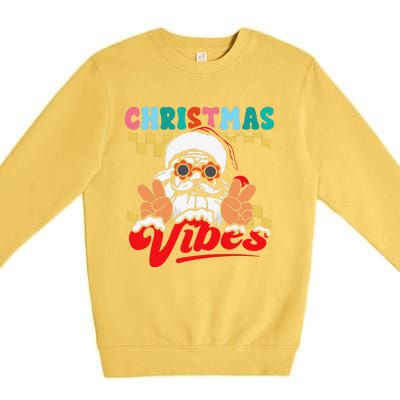 Groovy Santa Claus Christmas Vibes Peace Sign Xmas Retro Premium Crewneck Sweatshirt