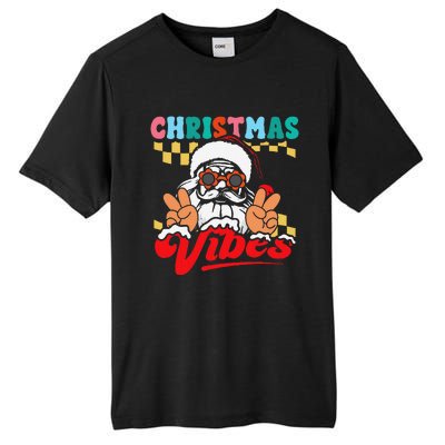 Groovy Santa Claus Christmas Vibes Peace Sign Xmas Retro Tall Fusion ChromaSoft Performance T-Shirt