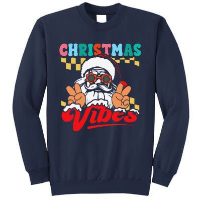 Groovy Santa Claus Christmas Vibes Peace Sign Xmas Retro Sweatshirt