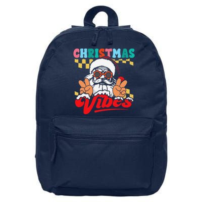 Groovy Santa Claus Christmas Vibes Peace Sign Xmas Retro 16 in Basic Backpack