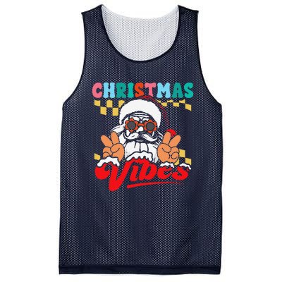 Groovy Santa Claus Christmas Vibes Peace Sign Xmas Retro Mesh Reversible Basketball Jersey Tank