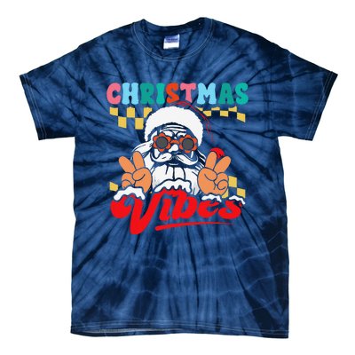 Groovy Santa Claus Christmas Vibes Peace Sign Xmas Retro Tie-Dye T-Shirt