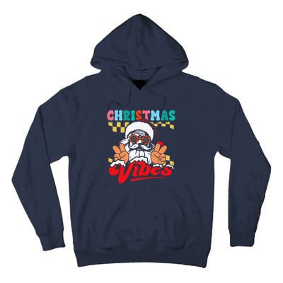 Groovy Santa Claus Christmas Vibes Peace Sign Xmas Retro Tall Hoodie