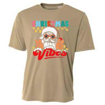 Groovy Santa Claus Christmas Vibes Peace Sign Xmas Retro Cooling Performance Crew T-Shirt