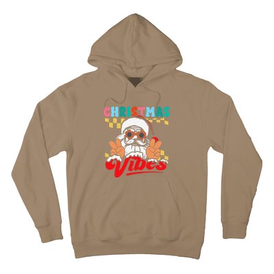 Groovy Santa Claus Christmas Vibes Peace Sign Xmas Retro Hoodie