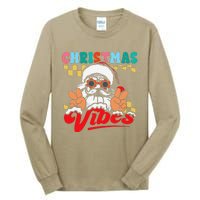 Groovy Santa Claus Christmas Vibes Peace Sign Xmas Retro Tall Long Sleeve T-Shirt