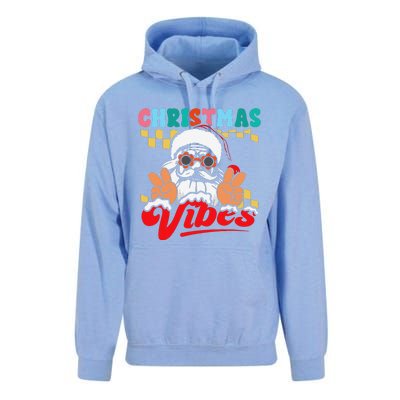 Groovy Santa Claus Christmas Vibes Peace Sign Xmas Retro Unisex Surf Hoodie