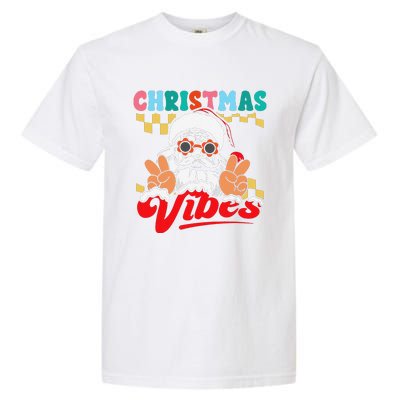 Groovy Santa Claus Christmas Vibes Peace Sign Xmas Retro Garment-Dyed Heavyweight T-Shirt