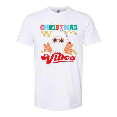 Groovy Santa Claus Christmas Vibes Peace Sign Xmas Retro Softstyle CVC T-Shirt