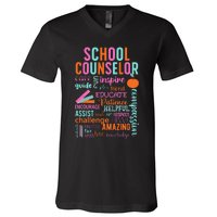 groovy School Counselor School Counseling Week V-Neck T-Shirt