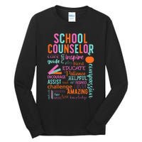 groovy School Counselor School Counseling Week Tall Long Sleeve T-Shirt