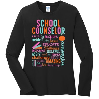 groovy School Counselor School Counseling Week Ladies Long Sleeve Shirt