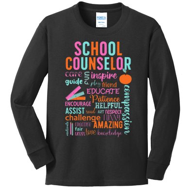 groovy School Counselor School Counseling Week Kids Long Sleeve Shirt