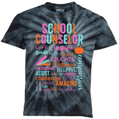 groovy School Counselor School Counseling Week Kids Tie-Dye T-Shirt