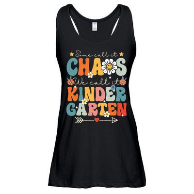 Groovy Some Call It Chaos We Call It Kindergarten Teachers Ladies Essential Flowy Tank