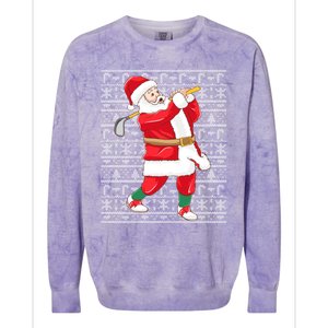 Golfing Santa Claus Golf Ugly Christmas Golfer Dad Funny Gift Colorblast Crewneck Sweatshirt