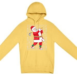 Golfing Santa Claus Golf Ugly Christmas Golfer Dad Funny Gift Premium Pullover Hoodie