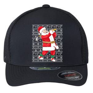 Golfing Santa Claus Golf Ugly Christmas Golfer Dad Funny Gift Flexfit Unipanel Trucker Cap