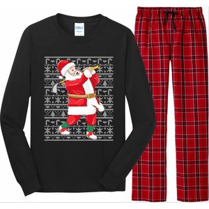 Golfing Santa Claus Golf Ugly Christmas Golfer Dad Funny Gift Long Sleeve Pajama Set