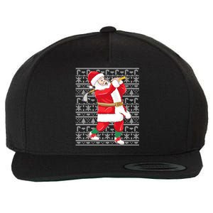 Golfing Santa Claus Golf Ugly Christmas Golfer Dad Funny Gift Wool Snapback Cap