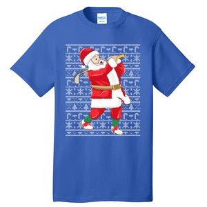 Golfing Santa Claus Golf Ugly Christmas Golfer Dad Funny Gift Tall T-Shirt