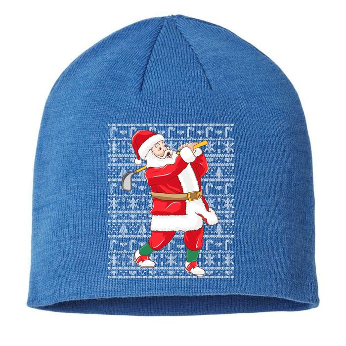 Golfing Santa Claus Golf Ugly Christmas Golfer Dad Funny Gift Sustainable Beanie