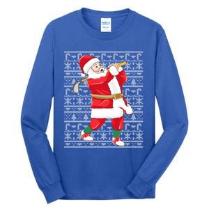 Golfing Santa Claus Golf Ugly Christmas Golfer Dad Funny Gift Tall Long Sleeve T-Shirt