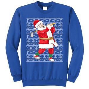 Golfing Santa Claus Golf Ugly Christmas Golfer Dad Funny Gift Tall Sweatshirt