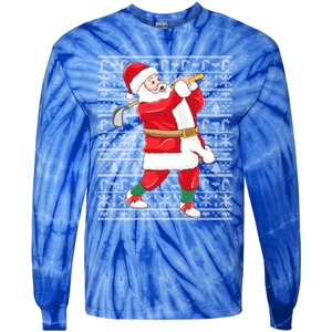 Golfing Santa Claus Golf Ugly Christmas Golfer Dad Funny Gift Tie-Dye Long Sleeve Shirt