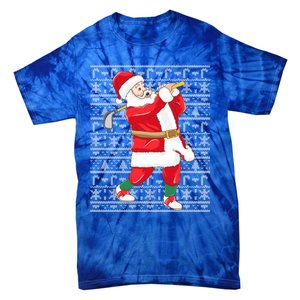 Golfing Santa Claus Golf Ugly Christmas Golfer Dad Funny Gift Tie-Dye T-Shirt