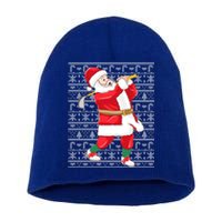 Golfing Santa Claus Golf Ugly Christmas Golfer Dad Funny Gift Short Acrylic Beanie