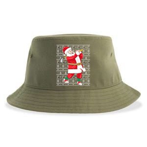 Golfing Santa Claus Golf Ugly Christmas Golfer Dad Funny Gift Sustainable Bucket Hat