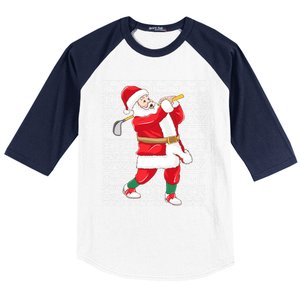 Golfing Santa Claus Golf Ugly Christmas Golfer Dad Funny Gift Baseball Sleeve Shirt