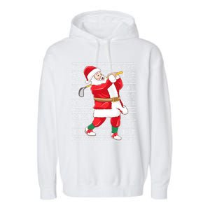 Golfing Santa Claus Golf Ugly Christmas Golfer Dad Funny Gift Garment-Dyed Fleece Hoodie