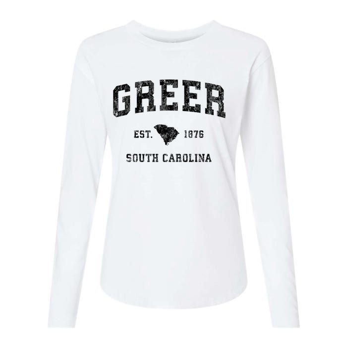 Greer South Carolina Sc Vintage Established Athletic Sports Design Womens Cotton Relaxed Long Sleeve T-Shirt