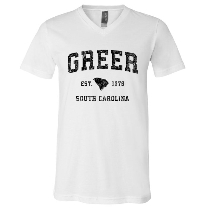 Greer South Carolina Sc Vintage Established Athletic Sports Design V-Neck T-Shirt