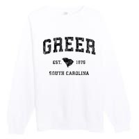 Greer South Carolina Sc Vintage Established Athletic Sports Design Premium Crewneck Sweatshirt