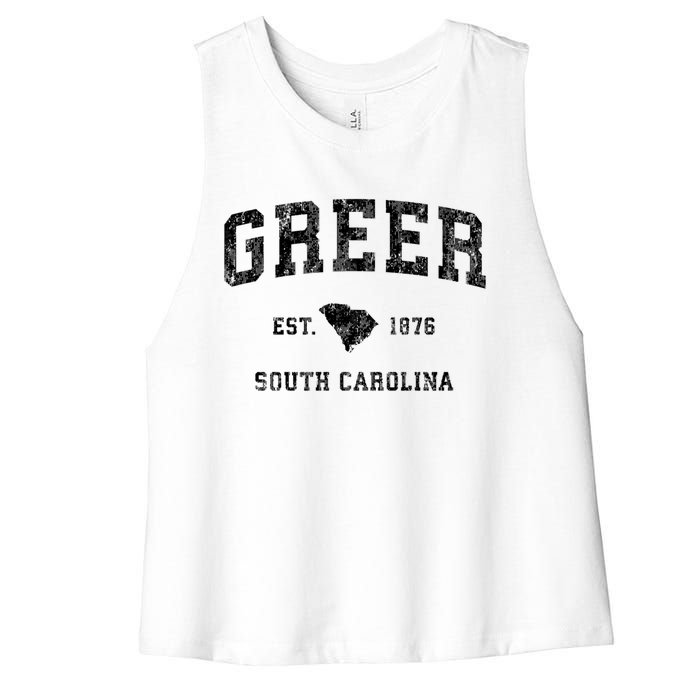 Greer South Carolina Sc Vintage Established Athletic Sports Design Women's Racerback Cropped Tank