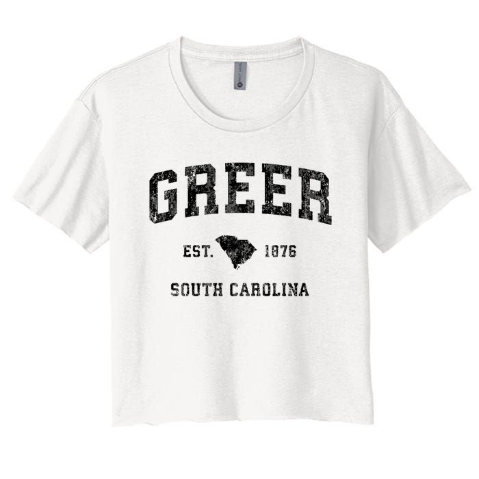 Greer South Carolina Sc Vintage Established Athletic Sports Design Women's Crop Top Tee