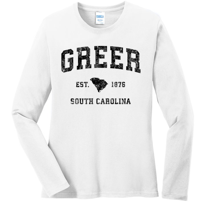 Greer South Carolina Sc Vintage Established Athletic Sports Design Ladies Long Sleeve Shirt