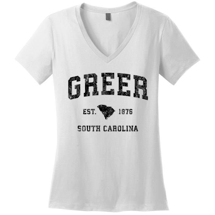 Greer South Carolina Sc Vintage Established Athletic Sports Design Women's V-Neck T-Shirt