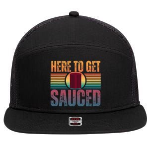 getting sauced cranberry getting sauced 7 Panel Mesh Trucker Snapback Hat