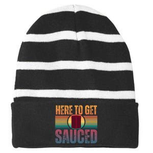 getting sauced cranberry getting sauced Striped Beanie with Solid Band