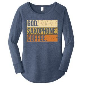 God Saxophone Coffee Saxophonist Saxist Sax Church Saxophone Women's Perfect Tri Tunic Long Sleeve Shirt