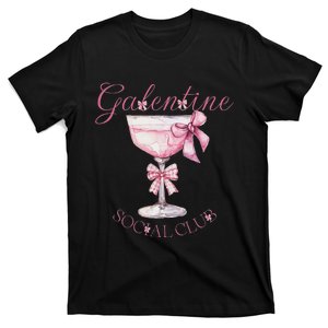 Galentine Social Club Valentines Day Coquette Bow Wine T-Shirt