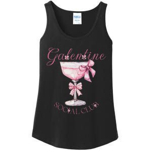 Galentine Social Club Valentines Day Coquette Bow Wine Ladies Essential Tank