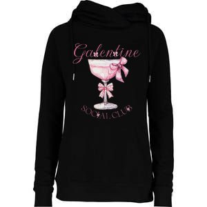 Galentine Social Club Valentines Day Coquette Bow Wine Womens Funnel Neck Pullover Hood